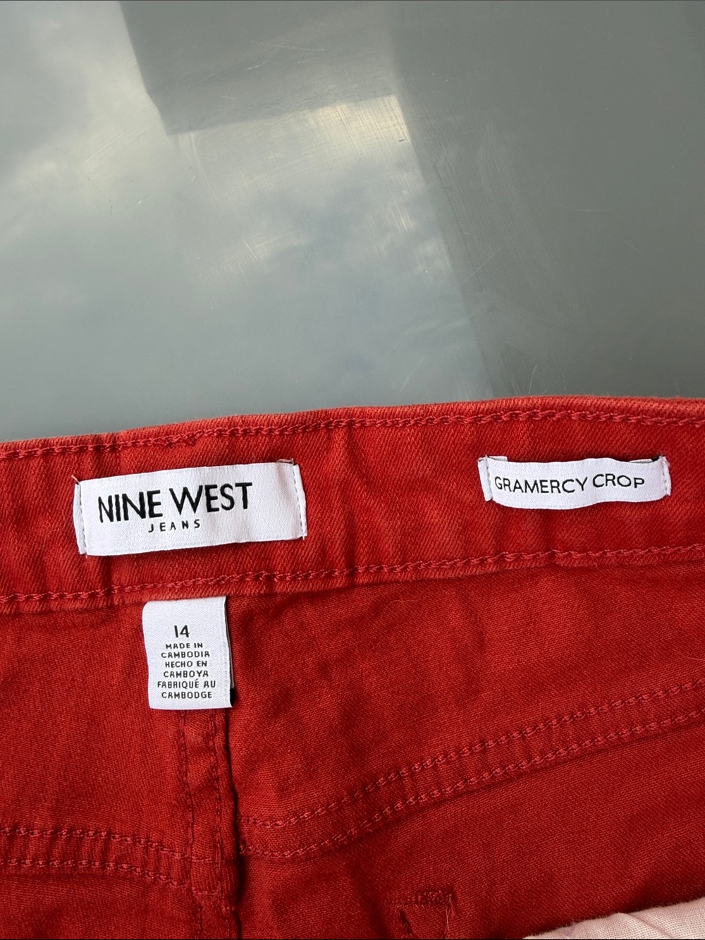 Nine West Gramercy crop raw edge Jeans in Brick red size 14 EUC - Picture 2 of 8